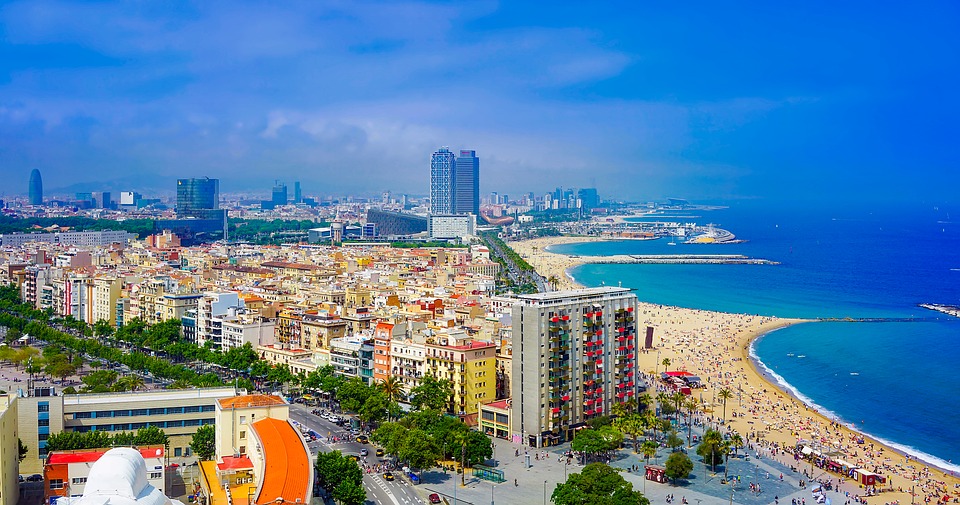 A view of the beach in Barcelona Spain, home of the Spannabis cannabis tourism attraction