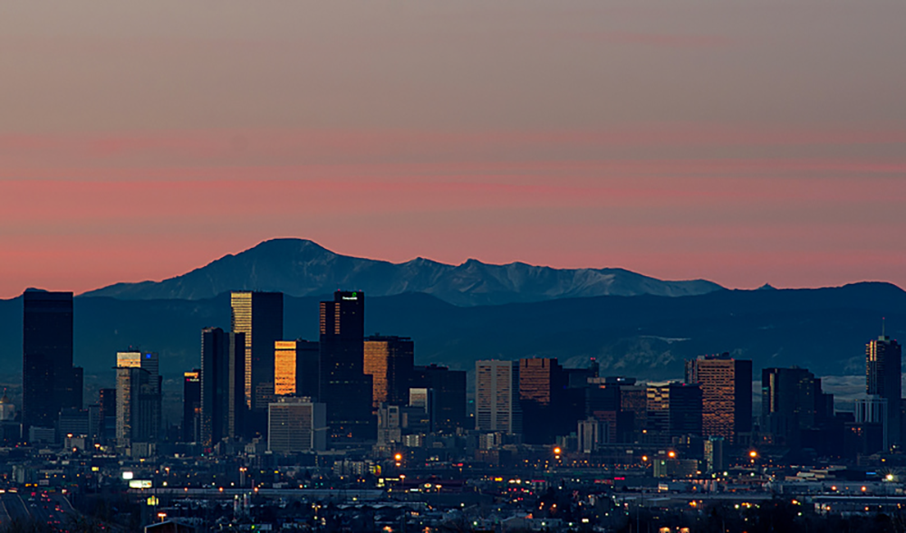 The skyline of Denver, Colorado, one of the most popular cannabis tourism destinations in the world