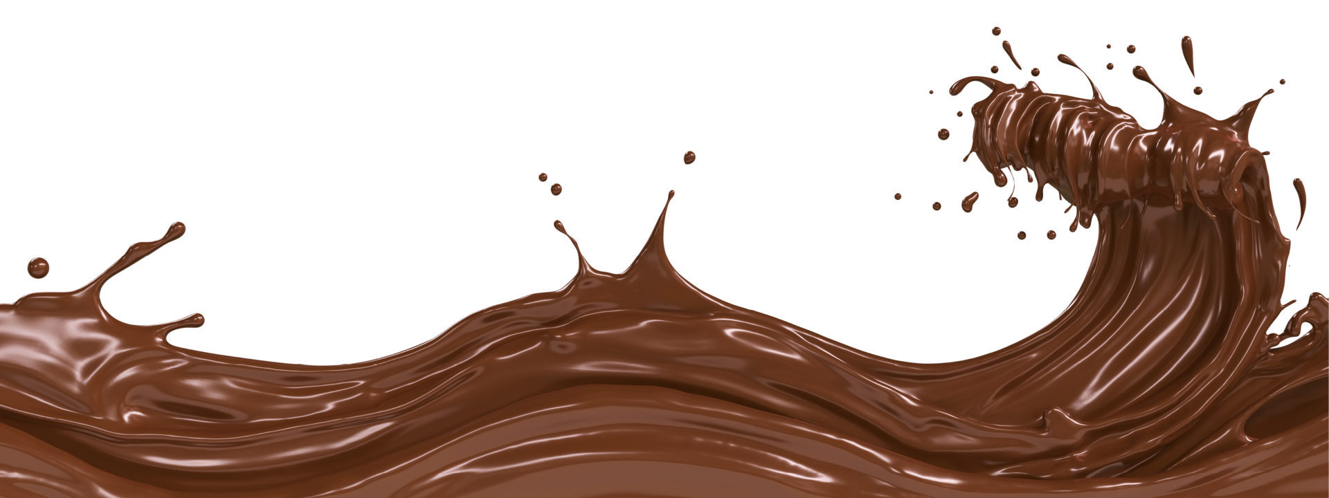 Waves of milk chocolate on white background