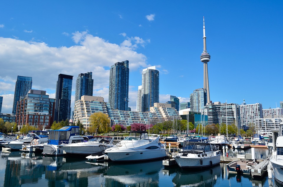 A view of the CN Tower and the waterfront in Toronto, one of Canada's premier cannabis tourism destinations